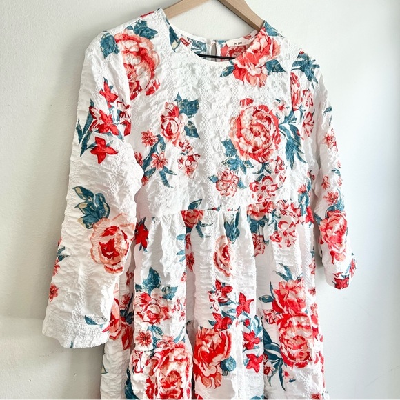 NWT Francesca's Carra Floral Babydoll Mini‎ Dress White Pink Red Blue Size Small - Picture 6 of 14